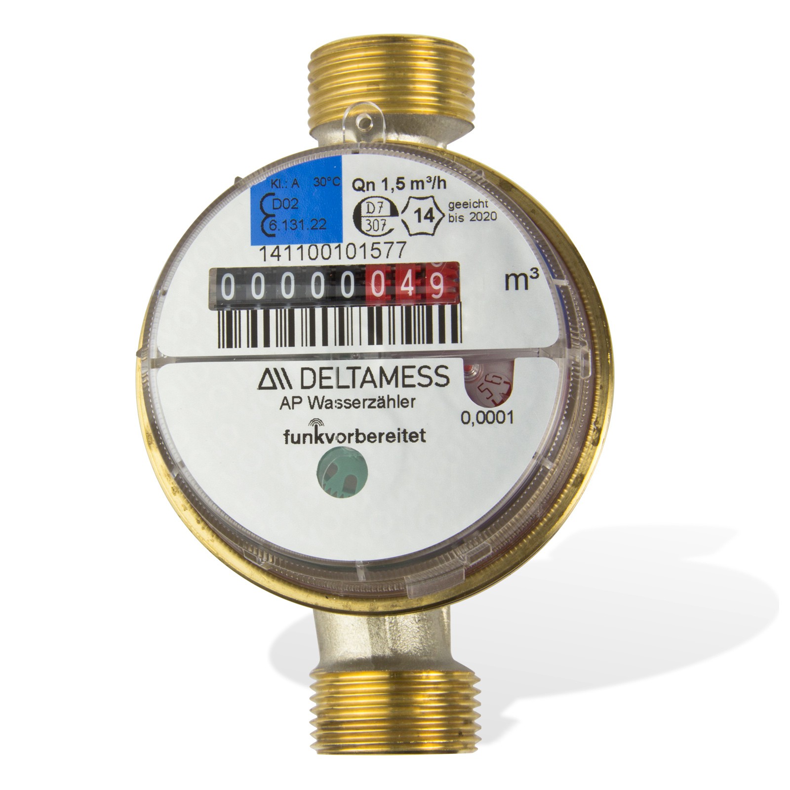 Deltamess Wasserzähler Wasseruhr Aufputz DELTA 1/2 Zoll AG 110mm